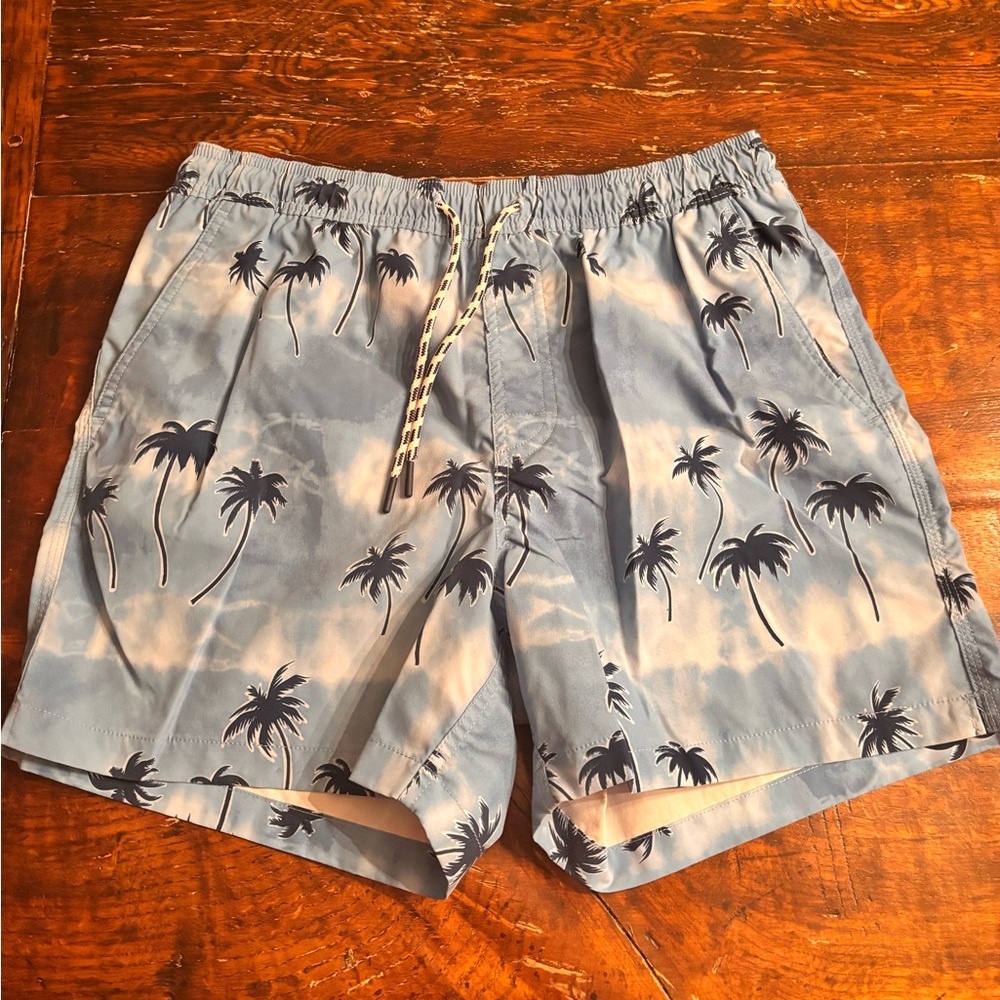 AMERICAN EAGLE Palm Tree Print Men's Swim Shorts - Blue